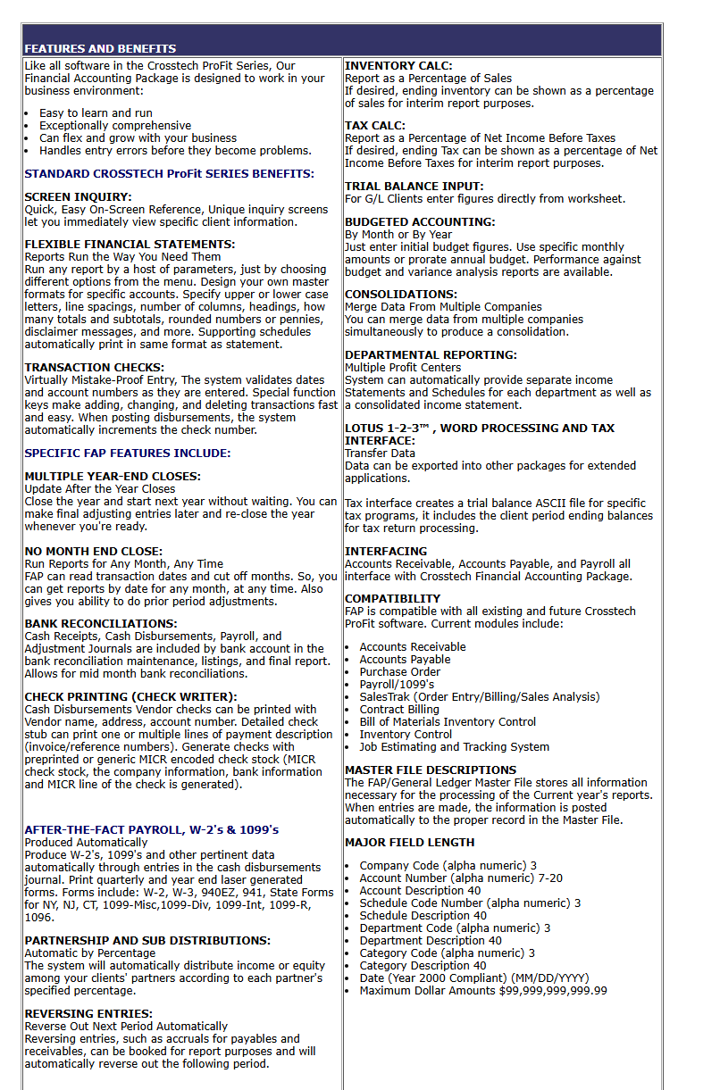 FAP features and benefits — page 2